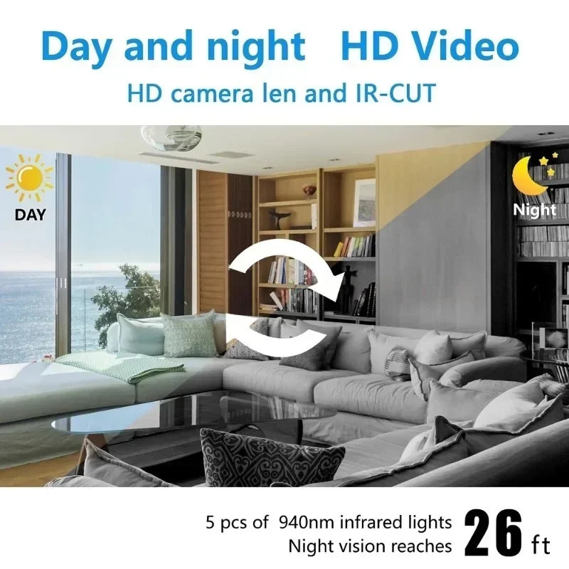 H9W 1080P Mini WiFi Camera - IP Webcam with Remote Monitoring, Night Vision & Built-In Battery