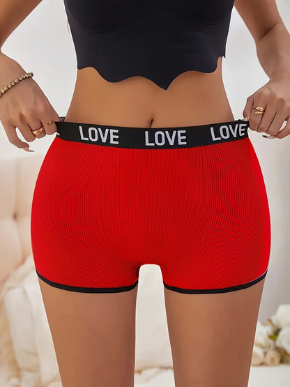 7 Pairs Women’s Lettered Waistband Briefs - Mixed Color Comfortable Sporty Casual Underwear Set