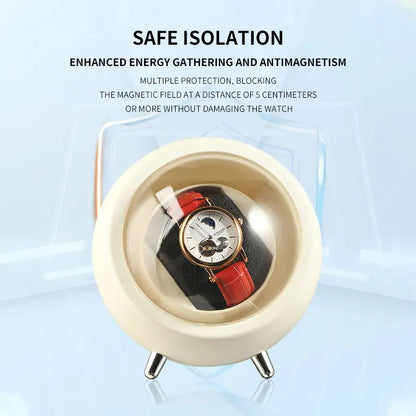 IBBETON Single Watch Winder – Automatic Storage Box with USB Cable & Battery, Mabuchi Mute Motor for Automatic Watches