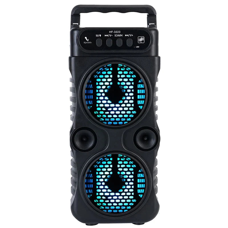 Portable Wireless Bluetooth Speaker – Dual 3" Stereo Subwoofer with Deep Bass, USB Powered for Parties, Dancing & Karaoke