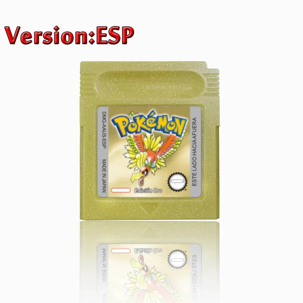 Pokemon GBC Game Cartridge - 16-Bit Video Game Card in Red, Blue, Crystal, Gold, Silver & Yellow Versions