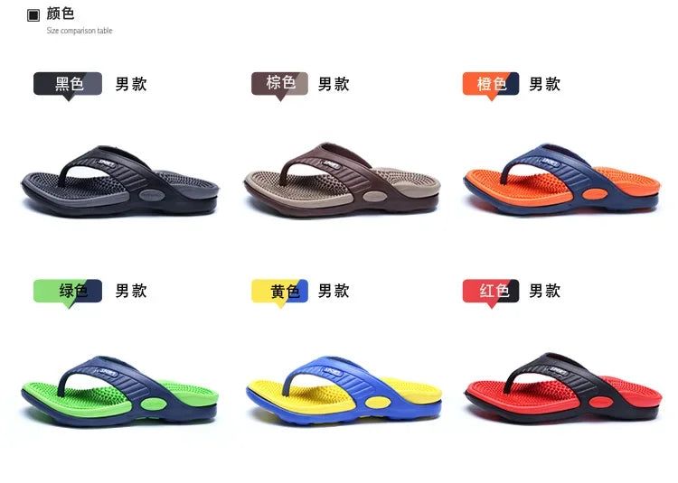 YRZL Summer Men’s Flip Flops - 2024 Soft Bottom Non-Slip Beach Sandals, Comfortable Outdoor Slide Slippers