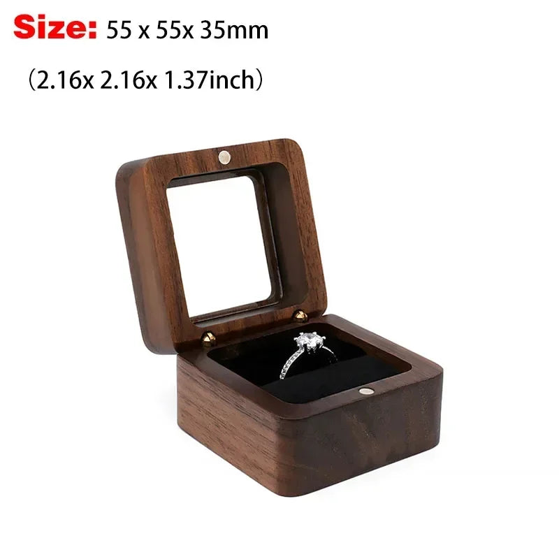 Personalized Walnut Wooden Ring Box - Custom Name Engagement & Wedding Anniversary Gift