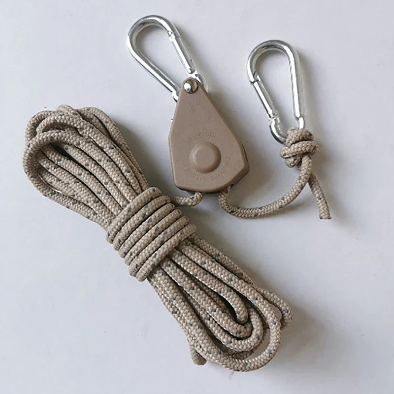 Camping Tent Reflective Windproof Rope – Adjustable Lanyard with Buckle & Pulley for Outdoor Equipment