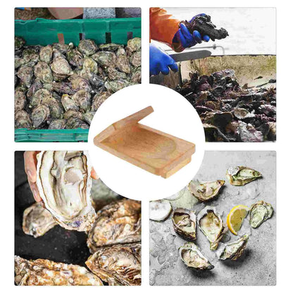 Wooden Oyster Shucking Opener Seafood Clamp Tool - Shucker & Shellfish Holder