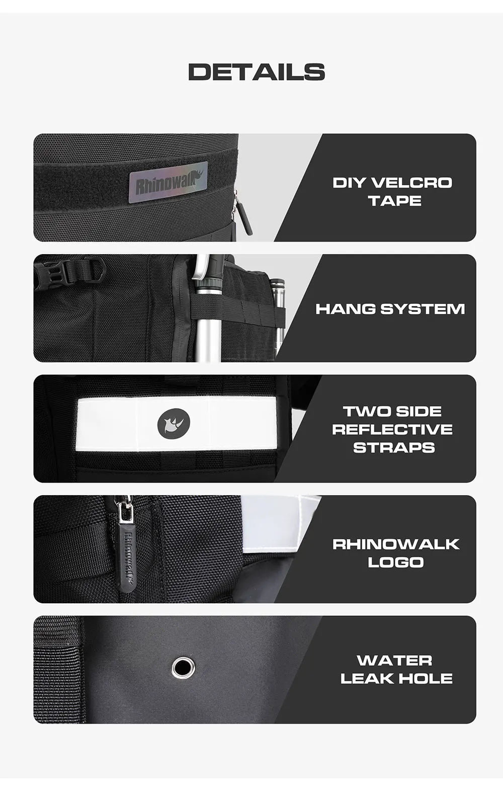 Rhinowalk Motorcycle Saddlebag 20L-30L – Universal Side Bag with Removable 100% Waterproof Inner Liner for Travel Motorbike Luggage