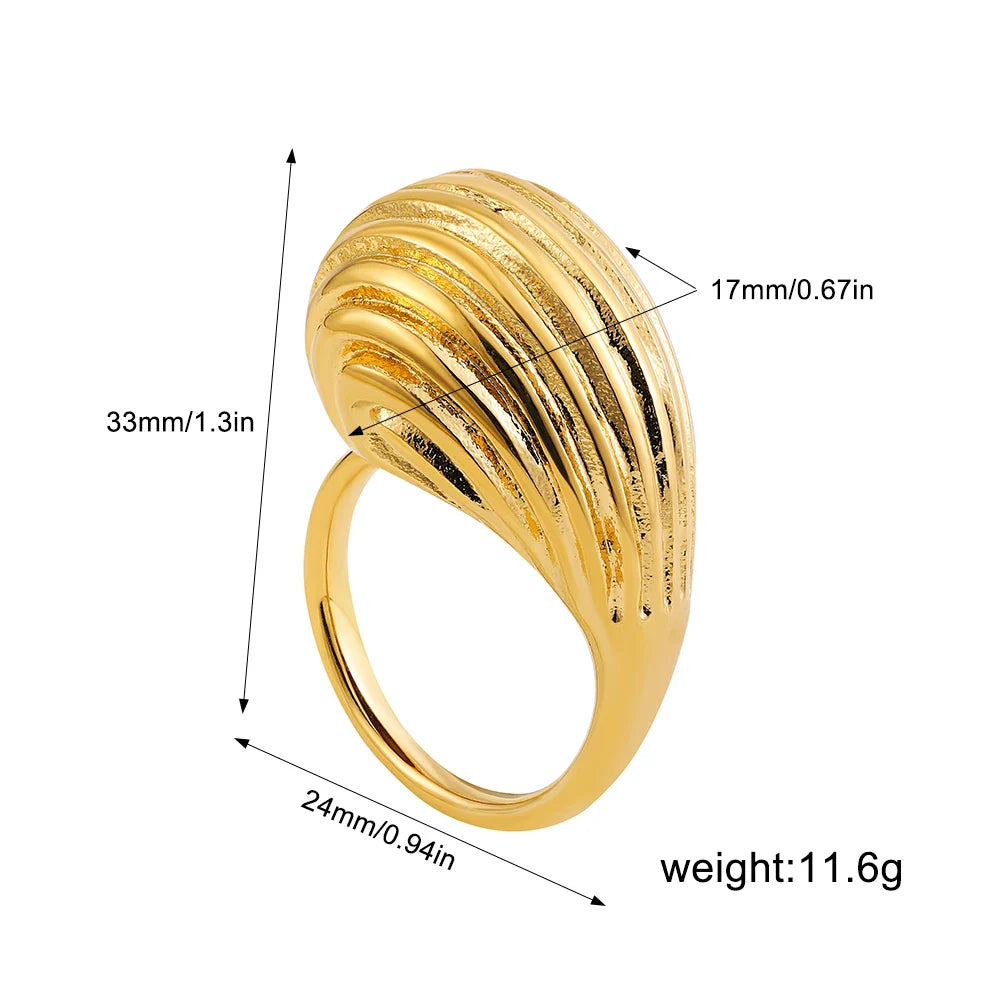 Vintage Stainless Steel Chunky Ring – Punk Irregular Adjustable Open Ring for Women, Wedding Jewelry Gift