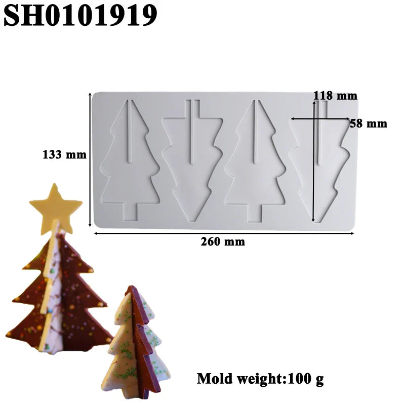 Christmas Silicone Cake Molds — Tree, Snowflake & Hat Shapes for Mousse, Chocolate & Holiday Baking