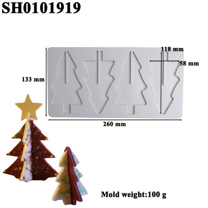 Christmas Silicone Cake Molds — Tree, Snowflake & Hat Shapes for Mousse, Chocolate & Holiday Baking