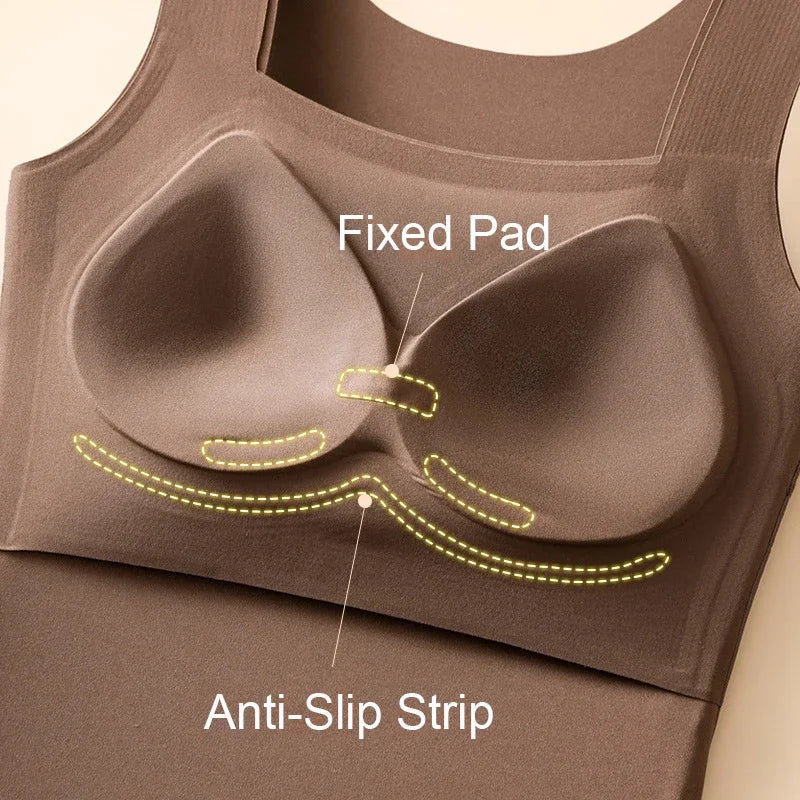 Women's Seamless Camisole with Chest Pads - Wire-Free Slim Fit Tank Top