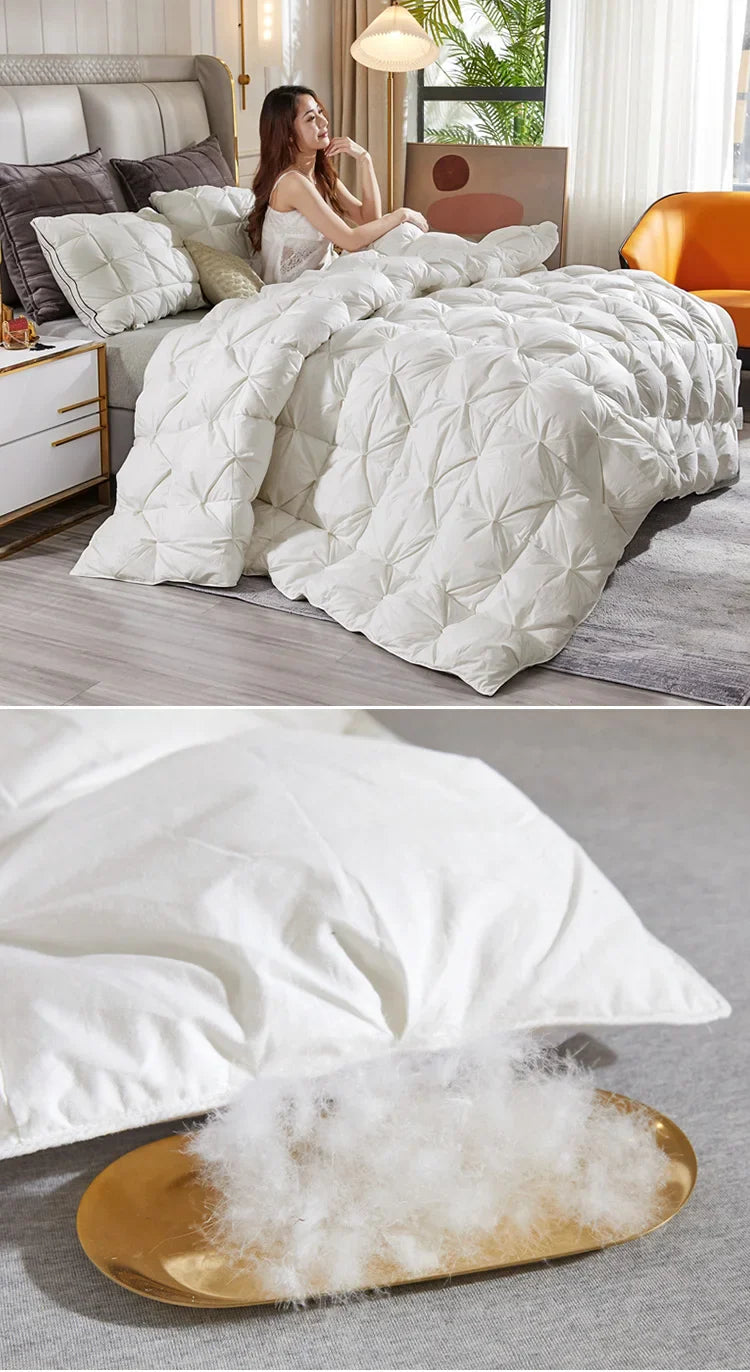 KDJEIKZ Winter Cotton Goose Down Quilt – Five-Star Hotel Duvet, Super Soft & Fluffy for Queen, King & Full Size, All-Season Blanket