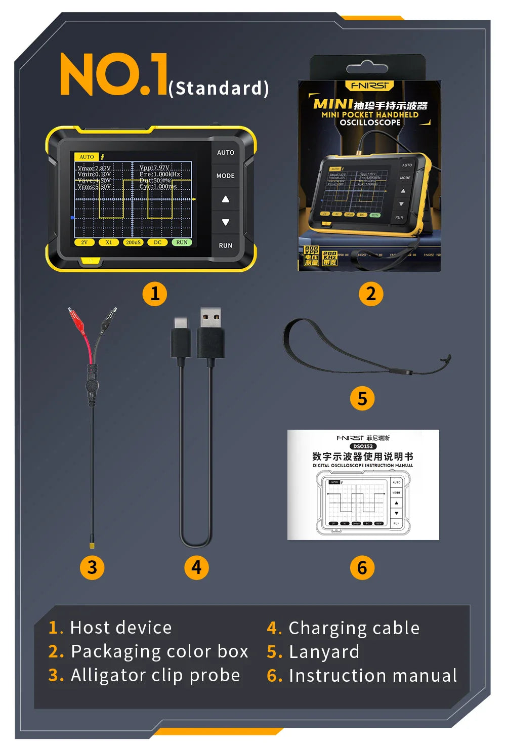 FNIRSI DSO510 DSO152 DSO153 Mini Handheld Digital Oscilloscope | 2-in-1, 48MS/s, 10MHz Bandwidth for Electronic Repair
