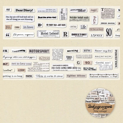 Mr. Paper 6 Style Retro English Theme Washi Tape – 1 Roll for DIY Crafts, Phone Case, Glass Bottle, Photo Frame Decoration