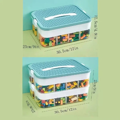 Stackable Kids Storage Box – Building Blocks Organizer with Handle, Adjustable Toy & Sundries Container for Children