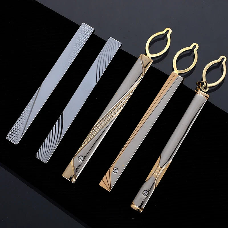 Metal Gold Color Tie Clip with Chain: Wedding Necktie Clasp for Men - Stylish Gentleman's Tie Bar Pin