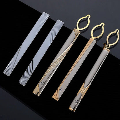 Metal Gold Color Tie Clip with Chain: Wedding Necktie Clasp for Men - Stylish Gentleman's Tie Bar Pin