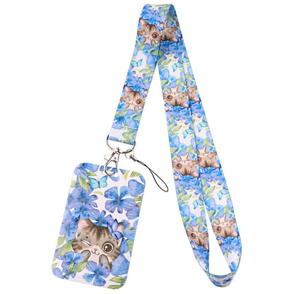 Cartoon Cat Lanyard Keychain – Multifunctional ID Card Badge Holder, Camera USB, Phone Neck Strap Accessories