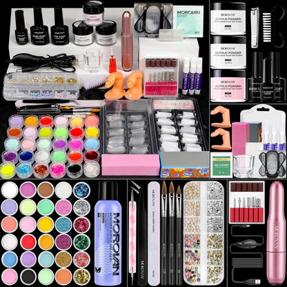 Morovan Professional Acrylic Nail Starter Kit — All-in-One Beginner Kit for Home Salon & Valentine’s Day Gift