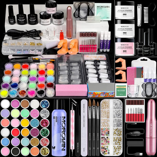 Morovan Professional Acrylic Nail Starter Kit — All-in-One Beginner Kit for Home Salon & Valentine’s Day Gift