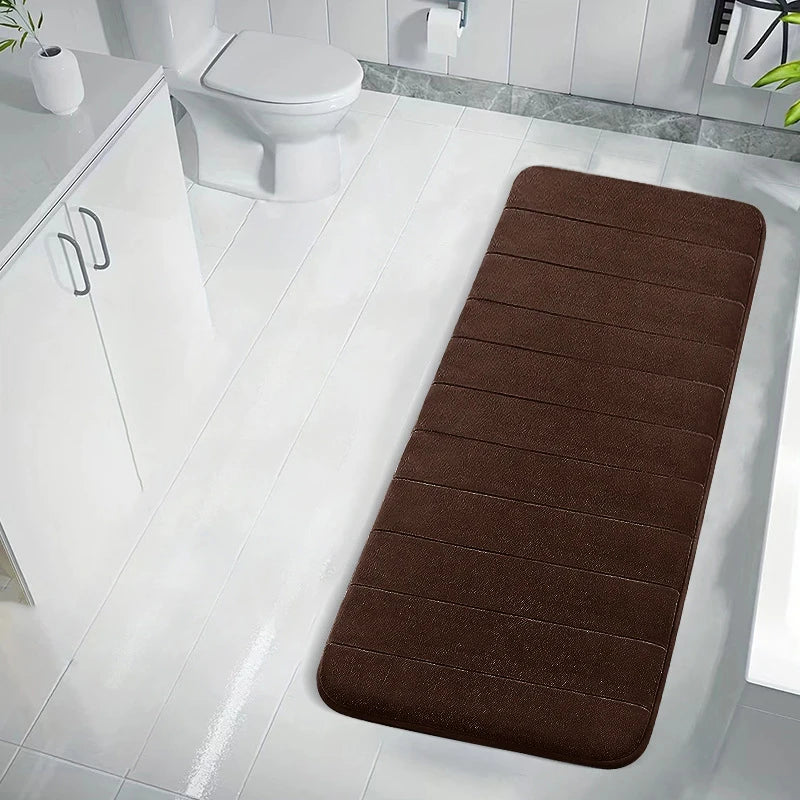 Coral Velvet Bathroom Mat - Anti-Skid Absorbent Toilet & Bathtub Floor Mat, Entrance Rug