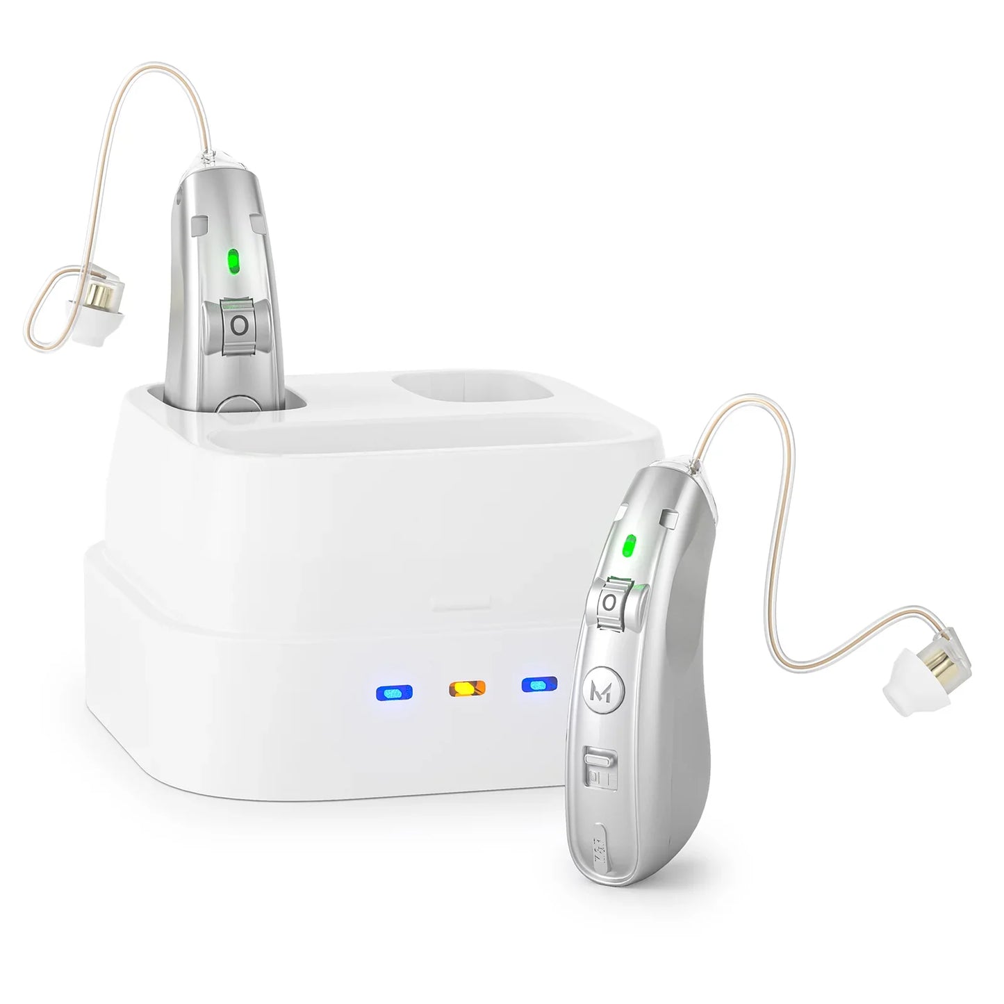 Rechargeable USB Hearing Aid – Behind-the-Ear Sound Amplifier, Noise Cancelling, Elderly Deaf Care with Charging Case