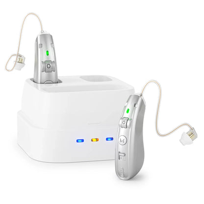 Rechargeable USB Hearing Aid – Behind-the-Ear Sound Amplifier, Noise Cancelling, Elderly Deaf Care with Charging Case