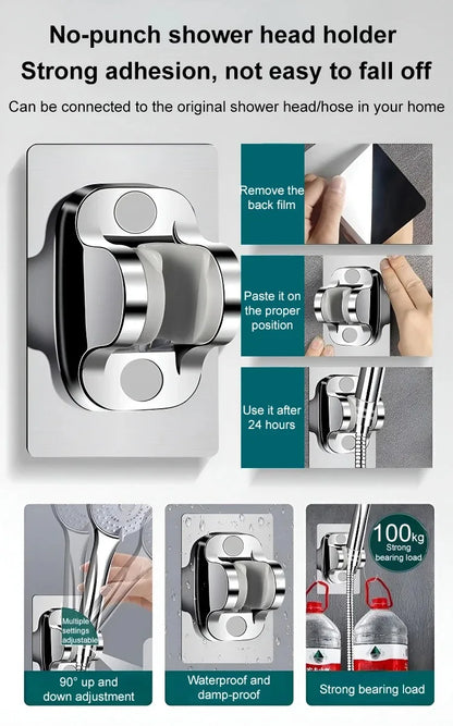 New High Pressure Shower Head Set – 3 Modes Adjustable Spray with Massage Brush, Filter & Rain Shower Hose for Bathroom