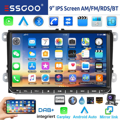 9" Android 15 Car Stereo - 6GB+128GB Wireless CarPlay GPS WiFi Bluetooth FM for VW