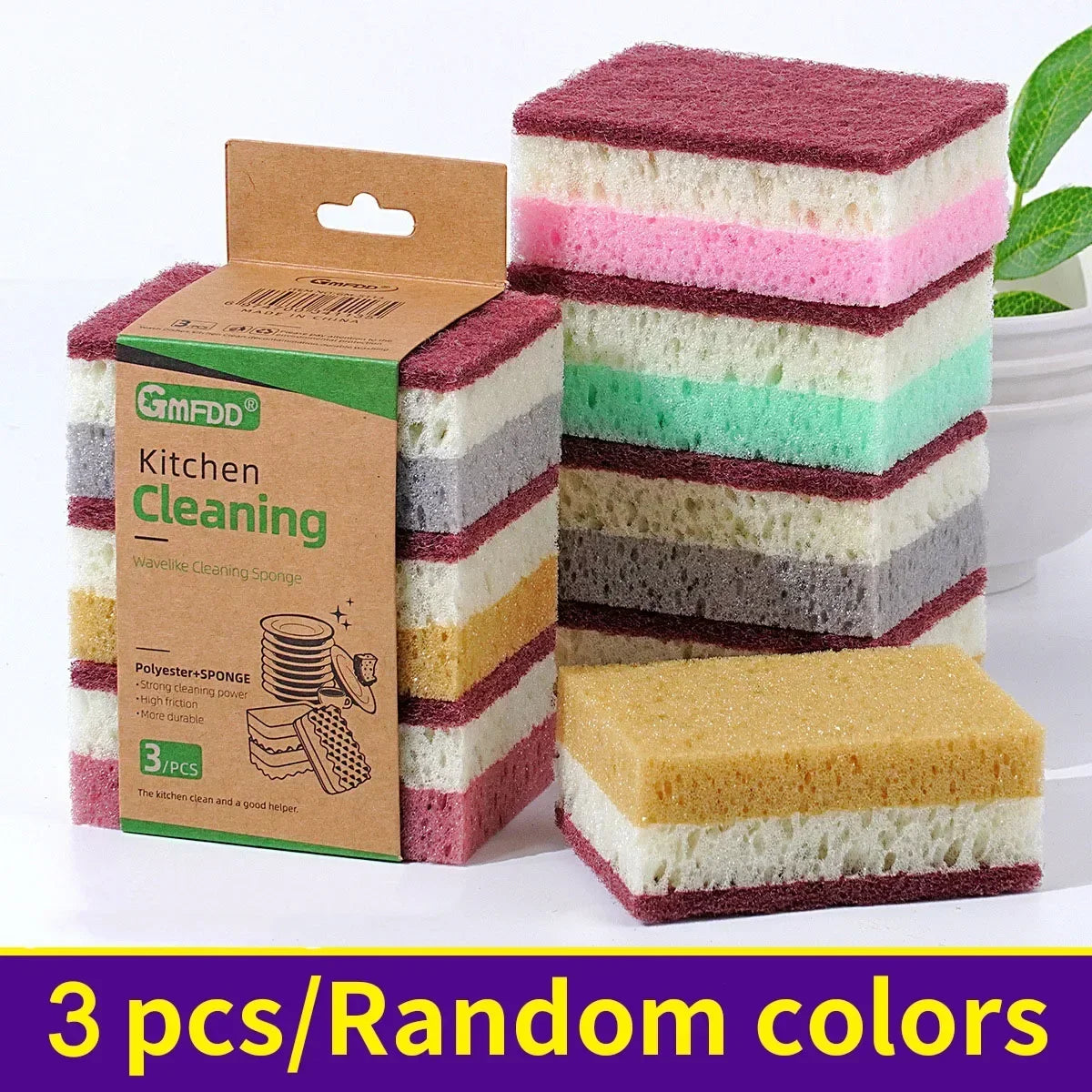 High-Density Sponge Cleaning Cloth — Non-Greasy Dishwashing & Kitchen Sponge for Pots, Bowls & Catering Use