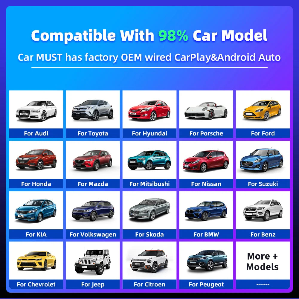 EKIY Mini CarPlay Smart Box - Wireless Android Auto Adapter & Apple Dongle for Volkswagen, Toyota, Peugeot, Volvo | Plug & Play