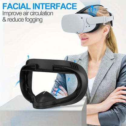 PU Leather 3D Shaped Facial Interface Replacement for Oculus Quest 2 — Breathable Sweat Guard Face Pad Accessory
