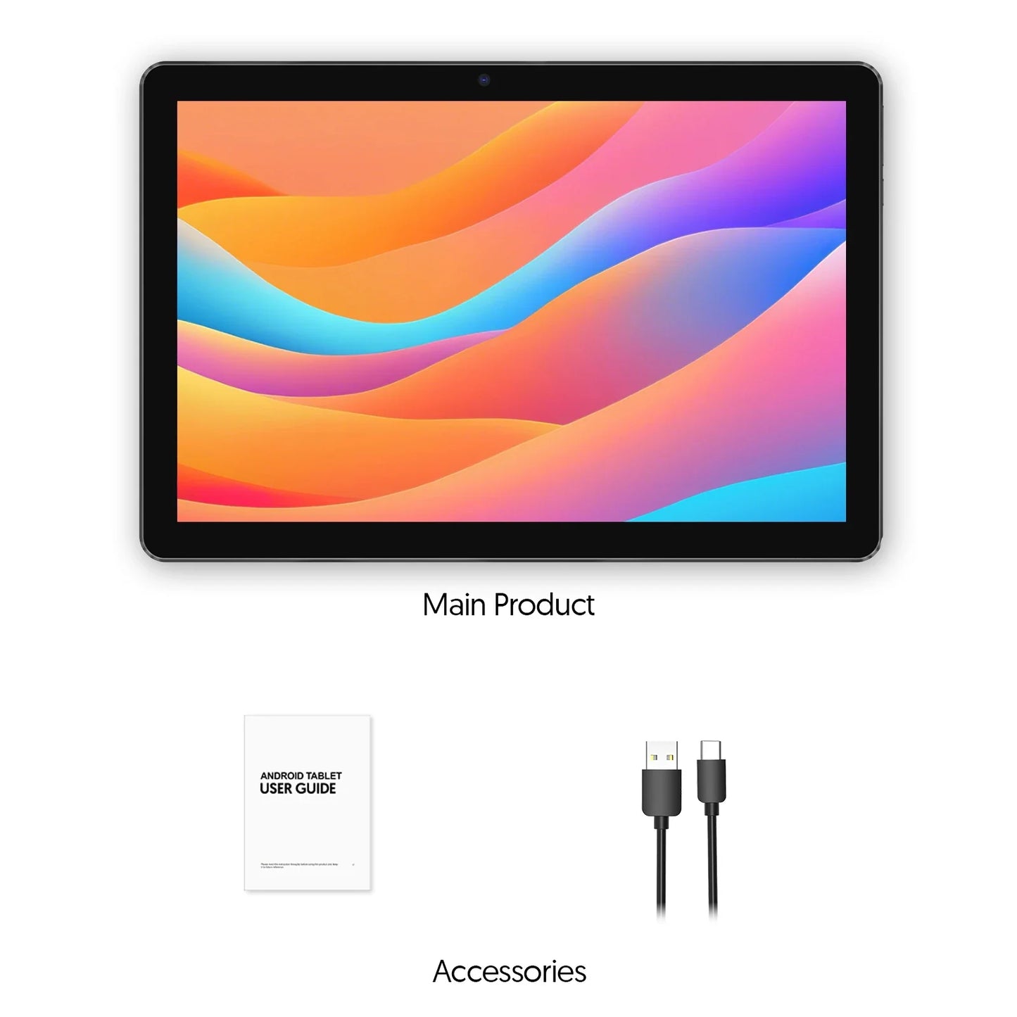 BAKEN 10.1" Android 13 Tablet – 4GB+64GB, Quad-Core, Dual Cameras, WiFi & Bluetooth 2-in-1 Tablet