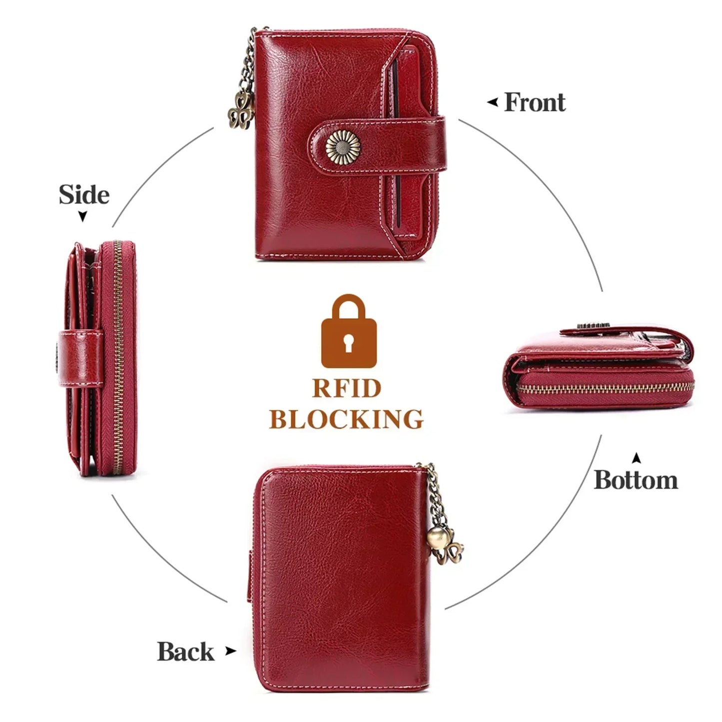 Genuine Leather Short Wallet for Women — Slim Hasp & Zipper Mini Purse, Portable Coin & Card Holder