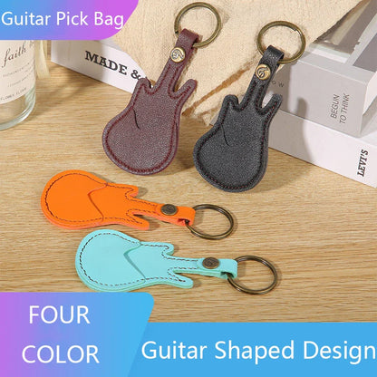 PU Leather Guitar Pick Holder Keychain – Plectrum Bag Case for Guitar Accessories & Music Supplies