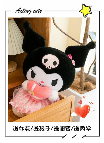 Sanrio Kuromi Plush Toy – 30cm Cinnamoroll & Melody Stuffed Doll, Soft & Comfortable, Valentine's Day & Birthday Gift