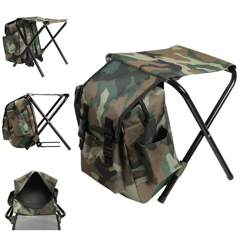 Camping Folding Chair – Lightweight Outdoor Fishing Stool, Portable Tourist Backpack Seat for Nature Hikes