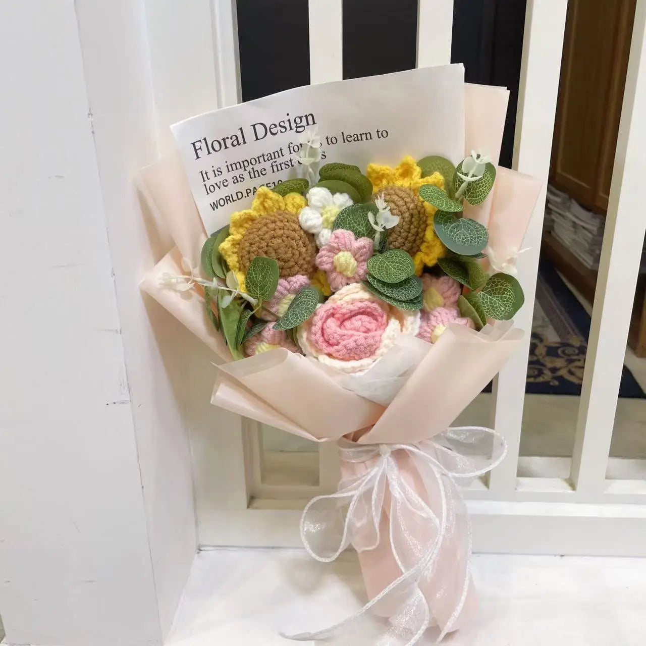 Knitted Sunflower Bouquet — Handmade Crochet Flowers for Valentine, Mother’s Day & Birthday Gifts