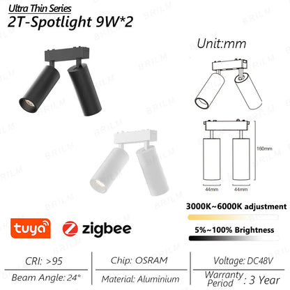 Ultra-Thin 6mm Magnetic Track Light – Dimmable LED Spot Lamp with Smart Tuya Zigbee Gateway
