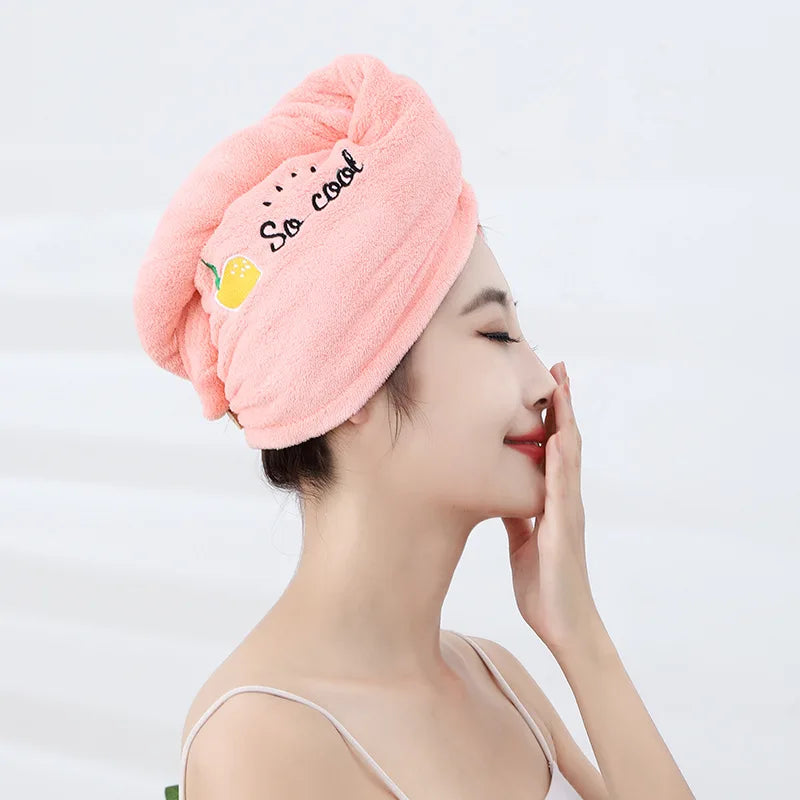 Quick-Drying Microfiber Towel Shower Cap Combo for Women - Soft Bath Hat for Dry Hair, Lady Turban Head Wrap