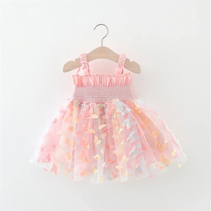Baby Girl Princess Dress - Summer Halter Butterfly Back Birthday Party Outfit