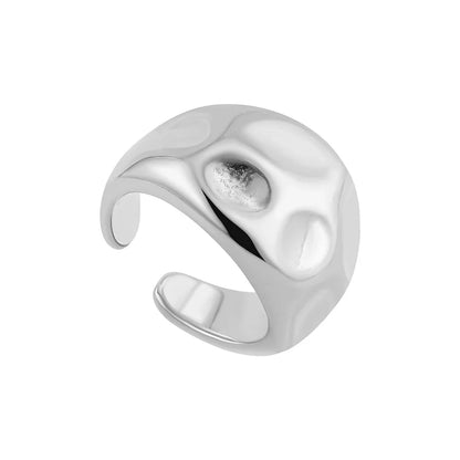 Vintage Stainless Steel Chunky Ring – Punk Irregular Adjustable Open Ring for Women, Wedding Jewelry Gift