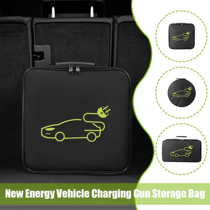 Electric Car Battery Jumper Cable Storage Bag – Waterproof EV Charger Gun Organizer for Charging Cables & Cords