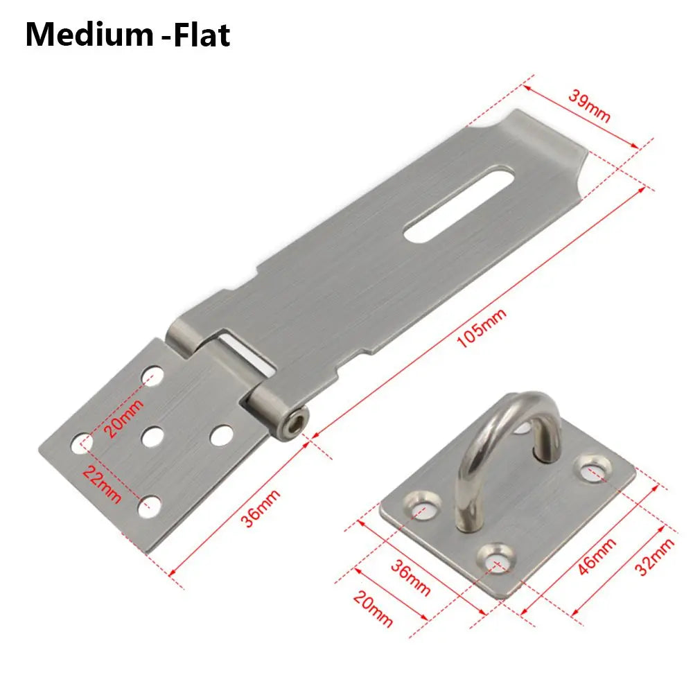 Stainless Steel Padlock Hasp Lock | 90° Right Angle Door Clasp, Shed Gate Latch, Burglar-Proof Household Bolt Buckle