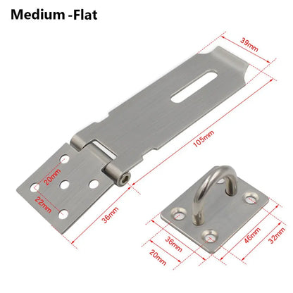 Stainless Steel Padlock Hasp Lock | 90° Right Angle Door Clasp, Shed Gate Latch, Burglar-Proof Household Bolt Buckle