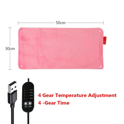 Graphene Electric Blanket & Heated Chair Cushion – USB Powered Insulation with 4-Speed Heating & Timer for Office & Car