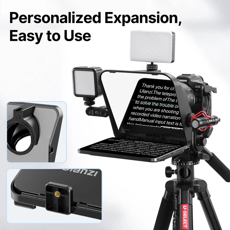 Ulanzi RT02 Portable Mini Teleprompter – Collapsible Prompter for Tablets, DSLR, Laptop & Phone Video Recording