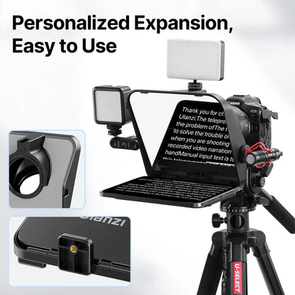Ulanzi RT02 Portable Mini Teleprompter – Collapsible Prompter for Tablets, DSLR, Laptop & Phone Video Recording