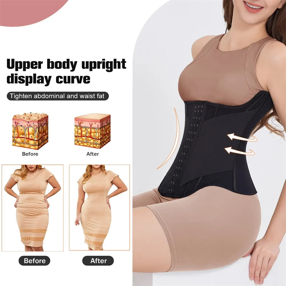 MiiOW U-Shaped Waist Trainer Corset – Women’s Buttoned Shapewear with Steel Bones for Breast Lift, Slimming & Breathable Comfort