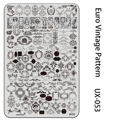 UX Serial 2 Stainless Steel Stamping Plate Template – Vintage Abstract Fabric Texture Pattern for Nail Art, Floral Lace, Xmas & Halloween Designs (UX52)