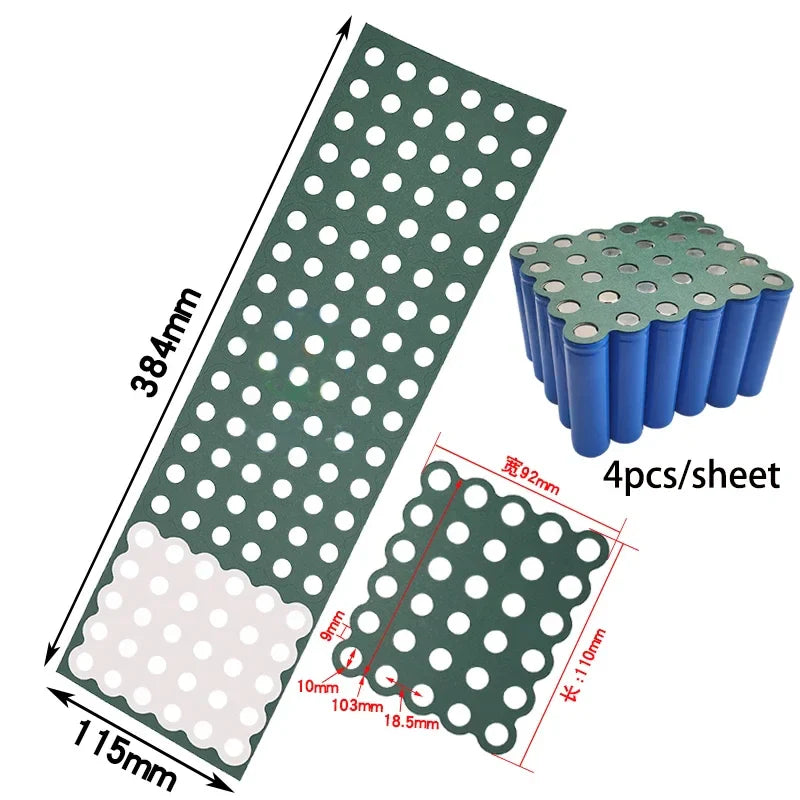 2-6P Hollow & Solid 18650 Li-ion Battery Insulating Gaskets – Positive Pole Protective Stickers with Highland Barley Paper Design